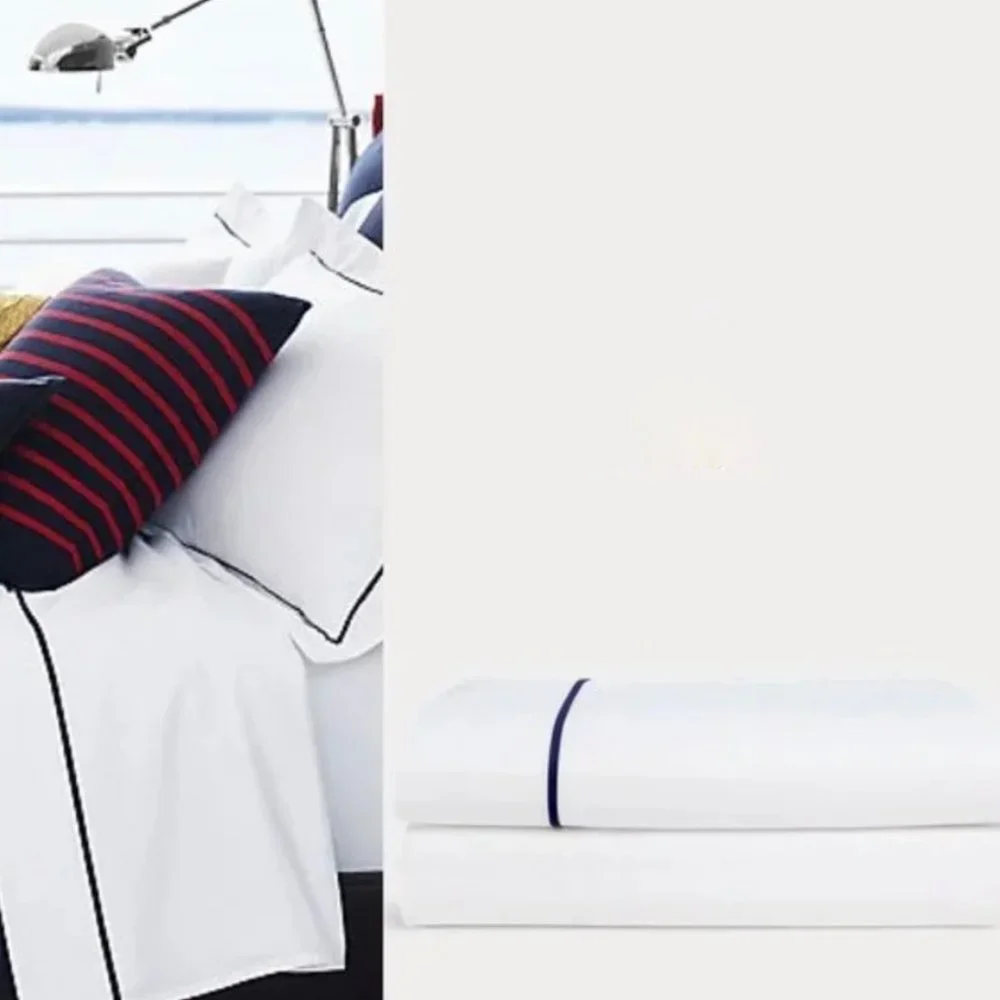Ralph Lauren Palmer Percale King Duvet Cover Flat Sheet Pillowcases in Polo Navy